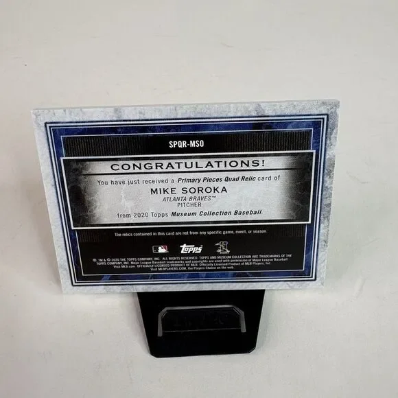 Mike Soroka Topps Primary Pieces Quad Relic Patch, Atlanta Braves 2020 SPQR-MSO - Picture 2 of 4